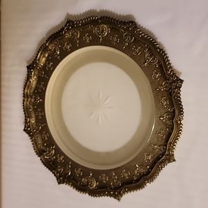 C&CO Silverplated Tray With Frosted Glass Insert